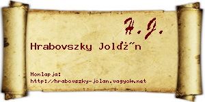 Hrabovszky Jolán névjegykártya